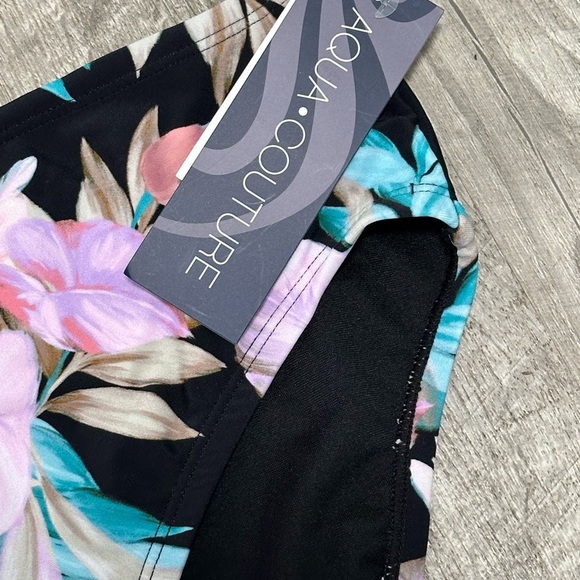 Aqua Couture XL 16 18 Swim Bikini Bottom Hipster Flowers Tropical Swimwear NWT - Picture 3 of 9